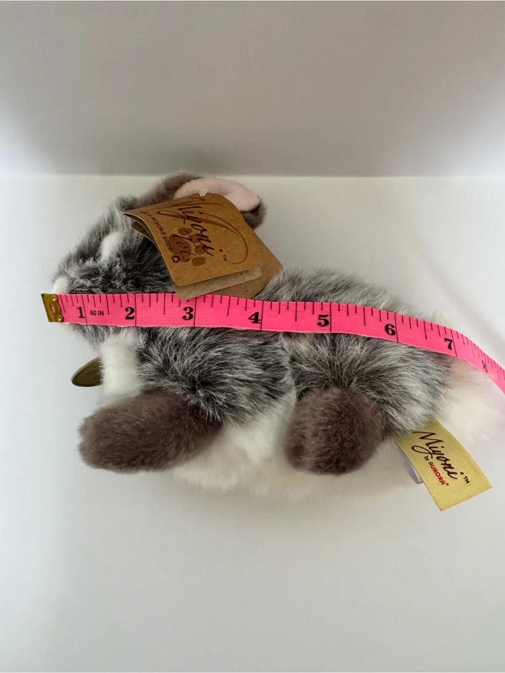 Aurora Miyoni Tots Grey Baby Bunny Rabbit Plush 7” Stuffed Animal w/ Tags